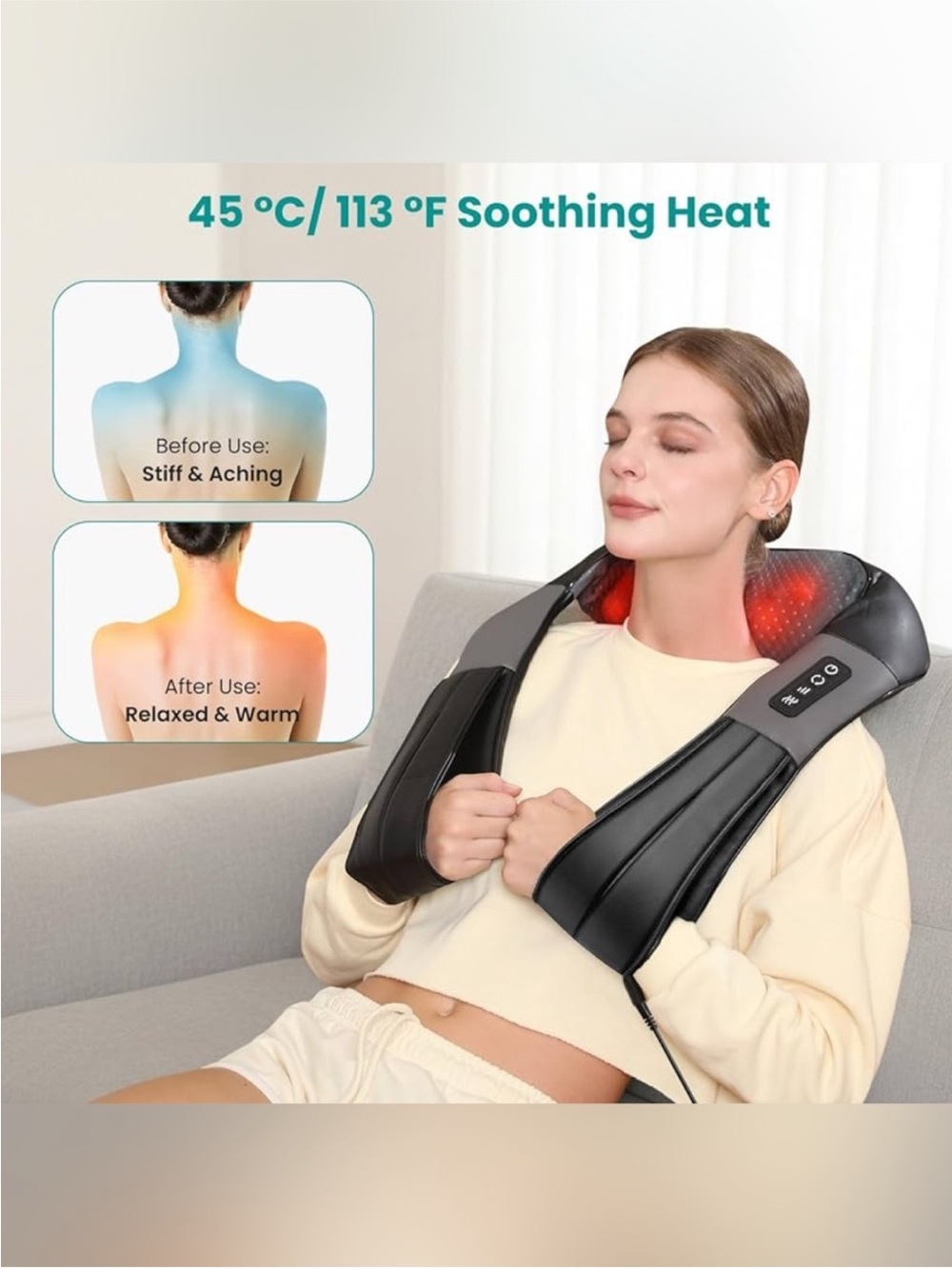 NEKTECK Shiatsu Neck & Back Massager w/Heat in Carrying Bag NWB 🎁FATHERS DAY GFT - Picture 5 of 15